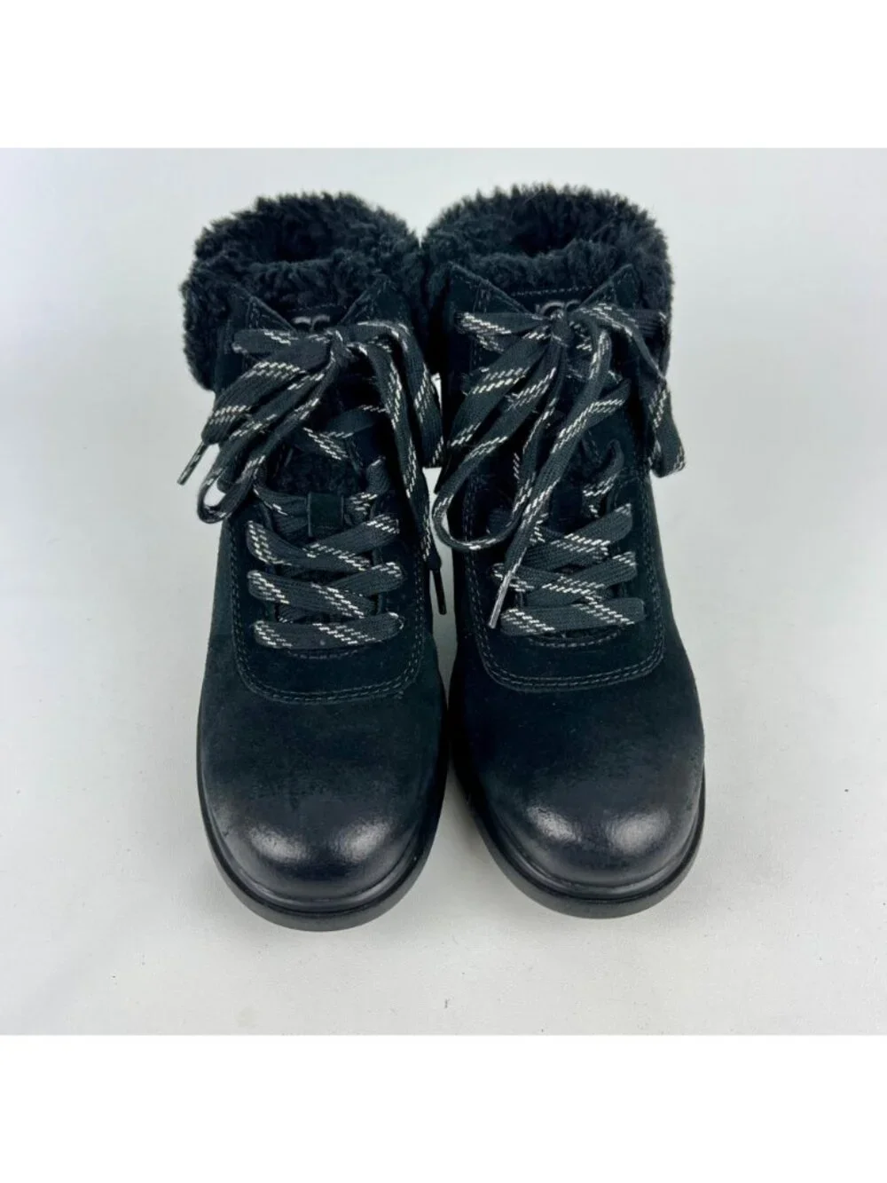 Ugg Womens Harrison Cozy Lace Up Boot Black Waterproof Suede 1130440 size 7